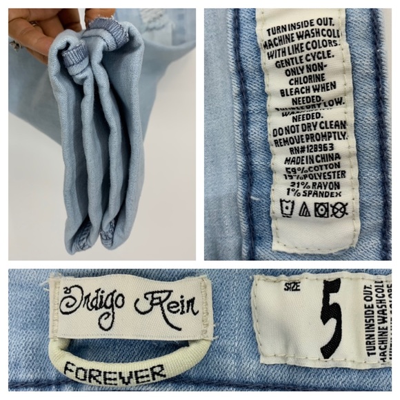 Indigo Rein Forever Stretch Light Wash Distressed Destroyed Capri Cuffed Jeans - Picture 12 of 16